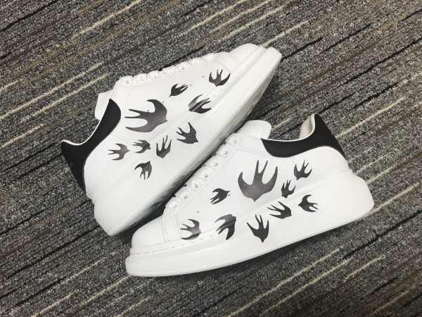 Alexander McQueen 5D Print Oversized Sneaker White Black Swallow
