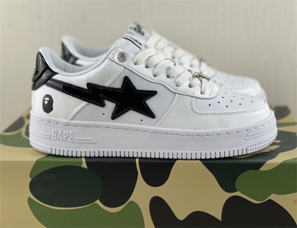 A Bathing Ape Bape Sta Low White Black Patent