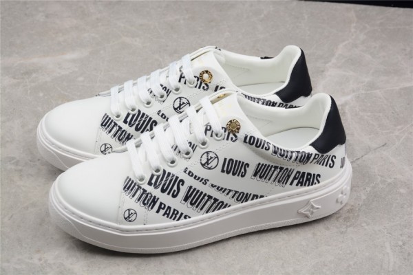 LV Time Out Sneaker White/Black Printed Leather