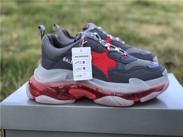 Balenciaga Triple S Clear Sole Sneaker - 'Grey Red' 541624- W09ON -1291