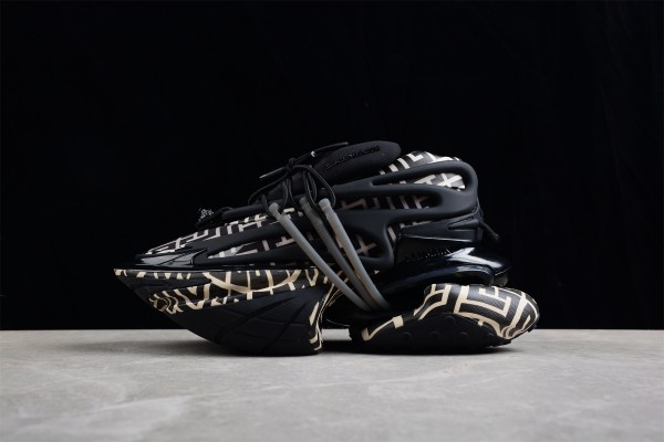 Balmain Neoprene and leather Unicorn low-top sneakers