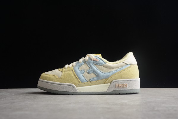 FENDI MATCH Yellow suede low-tops Sneaker