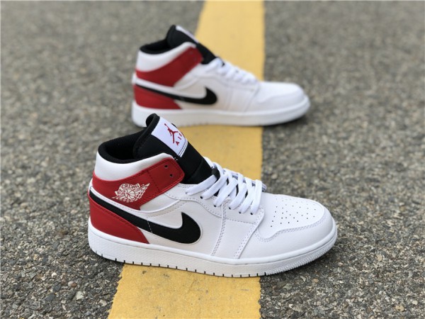 Air Jordan 1 Mid White Black Gym Red - 554724-116