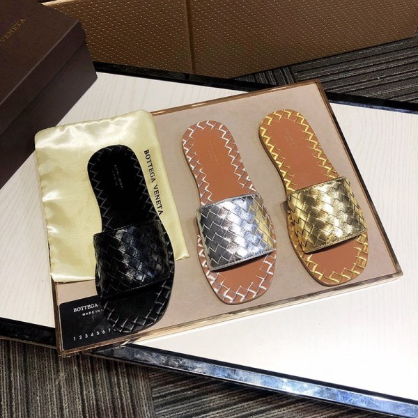 Bottega Veneta Slides Silver/Gold/Black