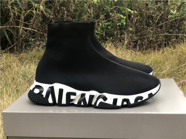 Balenciaga Graffiti Speed Sneaker Black/White 605972-W05GE-1015