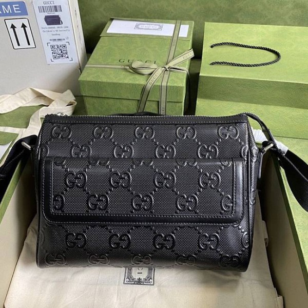 Gucci GG Embossed Messenger Bag Black
