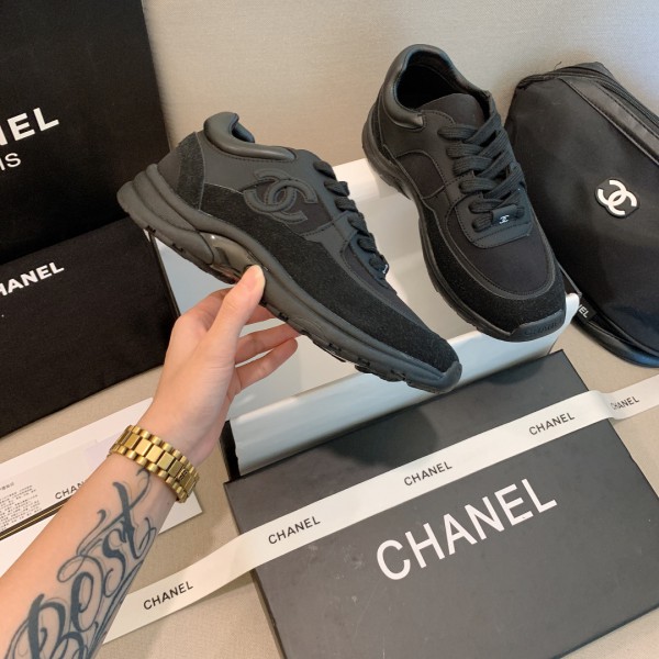 Chanel Runner CC Logo Suede Triple Black Sneaker