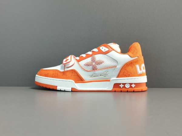 LV Trainer Sneaker Orange White