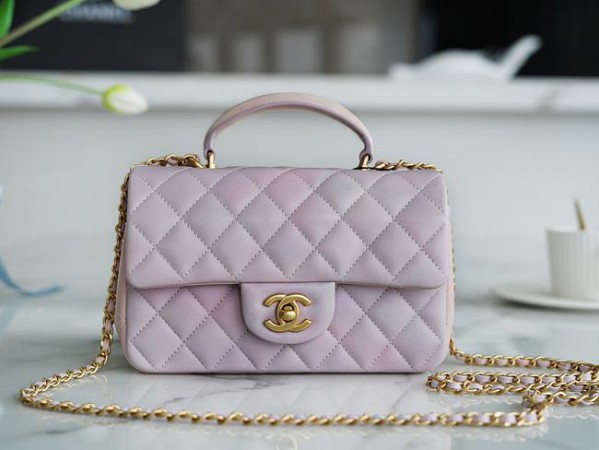 Chanel CF Handle Gradient Powder Flap Bag 14K Hardware