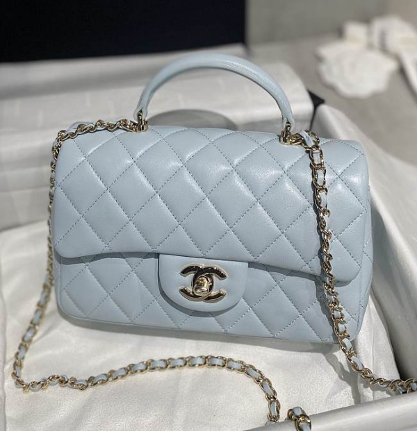 Chanel CF Handle Light Blue Flap Bag
