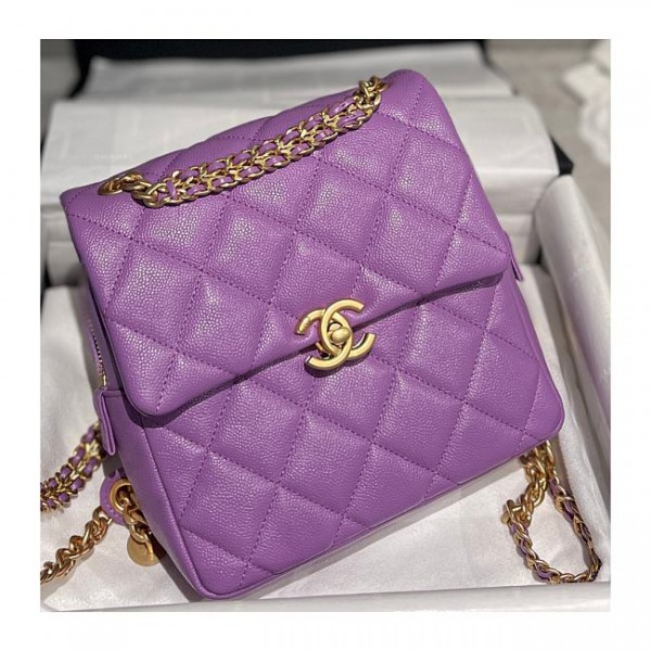 Chanel Caviar Purple Retro Backpack