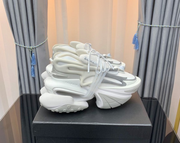 Balmain Neoprene and leather Unicorn low-top sneakers - White Grey BLNLU-002