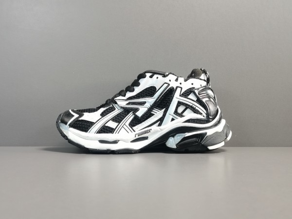 Balenciaga Runner Sneaker In Black - White Mesh - Nylon