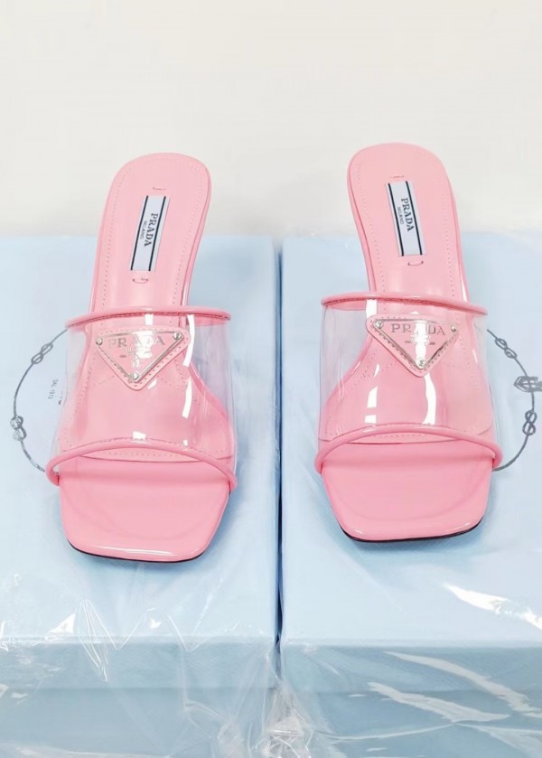 Prada Square-toe Sandals Pink/Black/White/Silver