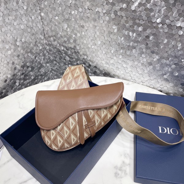 Christian Dior Saddle Crossbody Bag CD Diamond Coated Canvas and Leather