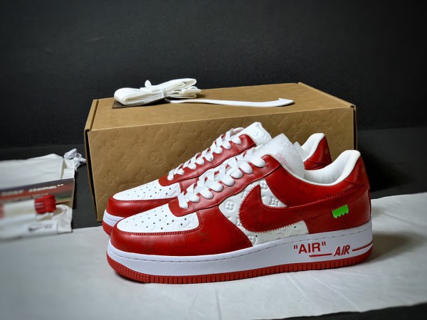 Louis Vuitton Nike Air Force 1 Low By Virgil Abloh White Red