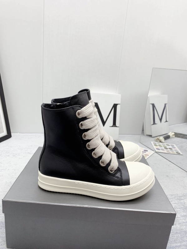 Rick Owens Leather High Top Sneakers