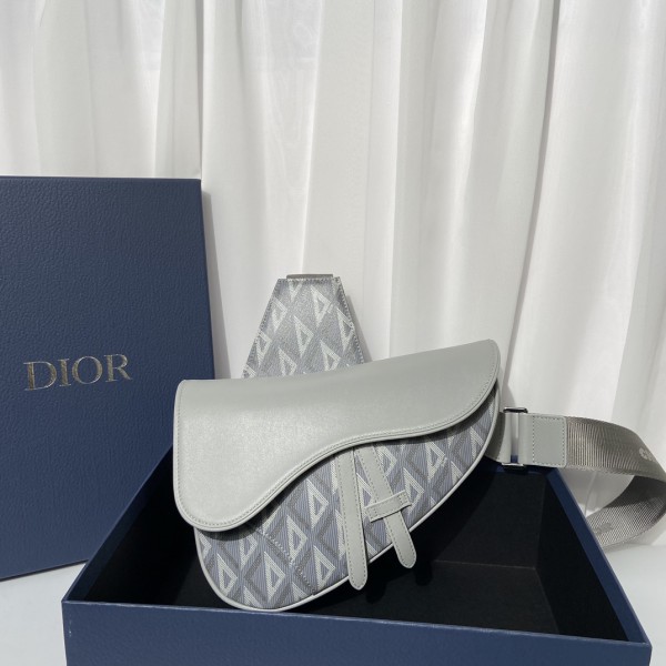 Christian Dior Saddle Crossbody Bag CD Diamond Canvas and Smooth Calfskin