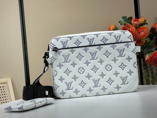 Louis Vuitton Monogram Shadow Trio Messenger White Bag
