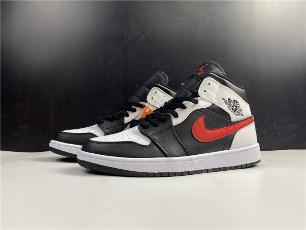 Jordan 1 Mid Black Chile Red White 554724-075