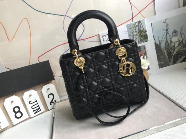 Dior Lady Dior Lambskin Bag Black