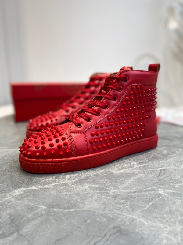 Christian Louboutin Louis Spikes  - High Top Sneaker Red CLHT-005