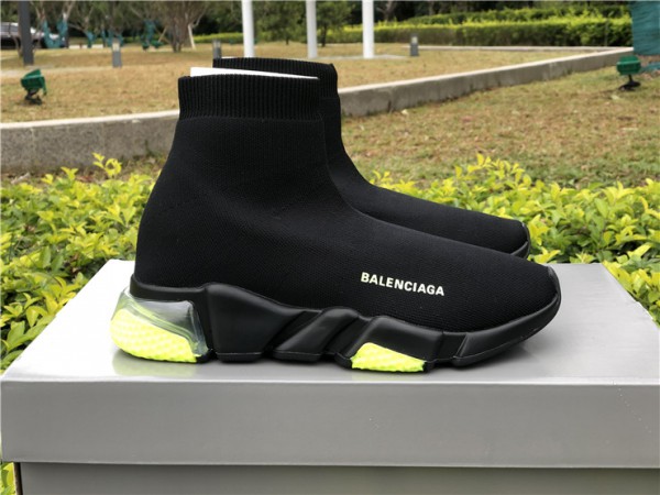 Balenciaga Speed Clear Sole Sneaker Black / Yellow- Fluo 517319-W07U0-1007