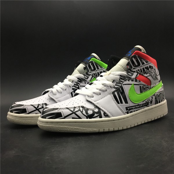 Air Jordan 1 Mid All Over Logos - 554724-119