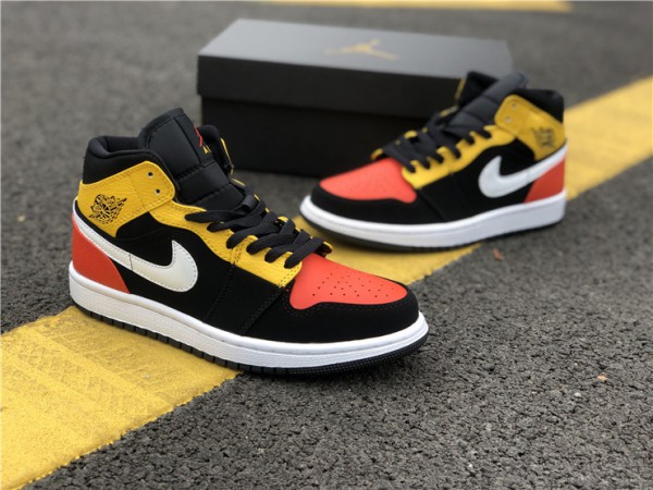 Air Jordan 1 Mid Black Amarillo Orange - 852542-087