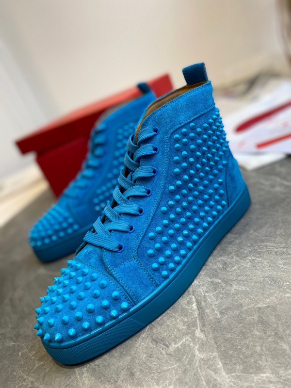 Christian Louboutin Louis Spikes - High Top Sneaker Azure CLHT-004