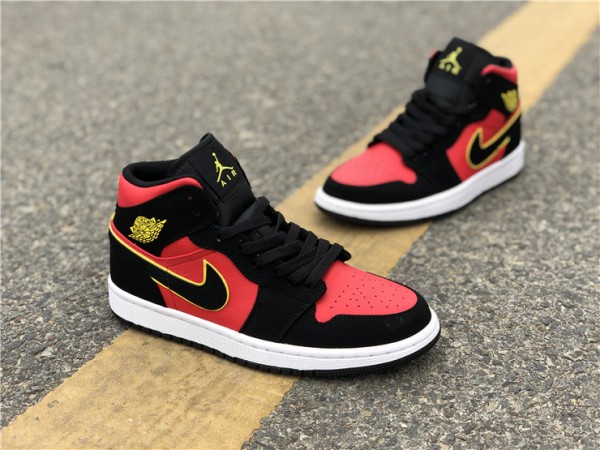 Air Jordan 1 Mid Black Hot Punch (W) - BQ6472-006 