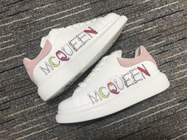 Alexander McQueen 5D Print Oversized Sneaker White Pink Suede