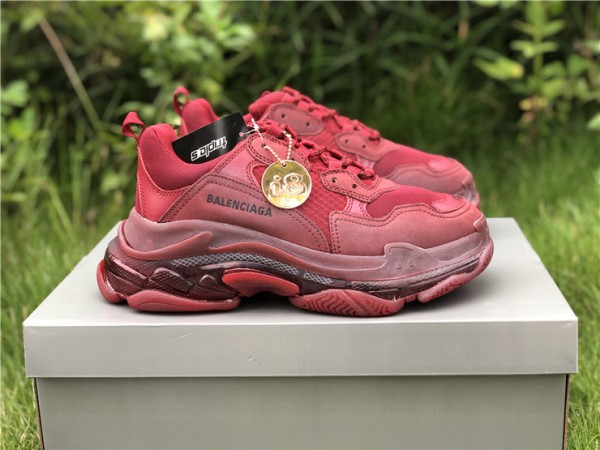 Balenciaga Triple S Clear Sole Wine-Red