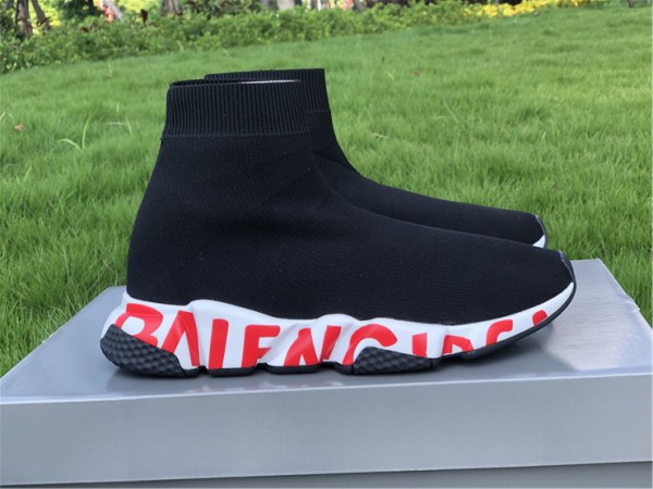 Balenciaga Graffiti Speed Sneaker Black/White-Red 517319-W07U0-1015