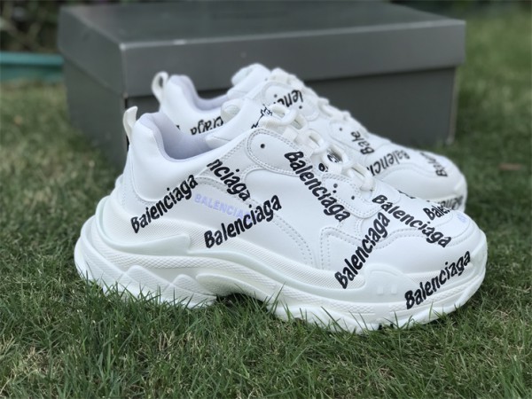 Balenciaga Triple S Allover Logo in White B-TRS-09