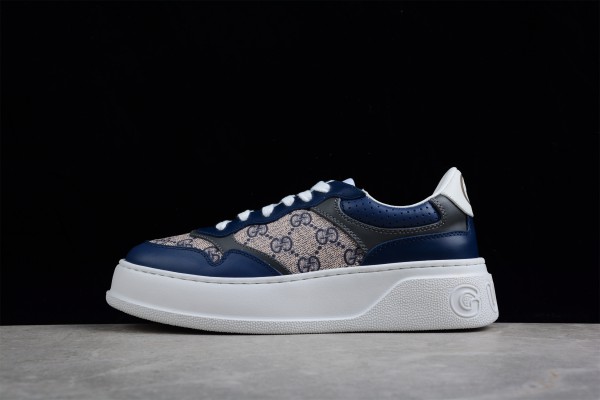 Gucci GG Embossed Sneaker In Beige - Blue