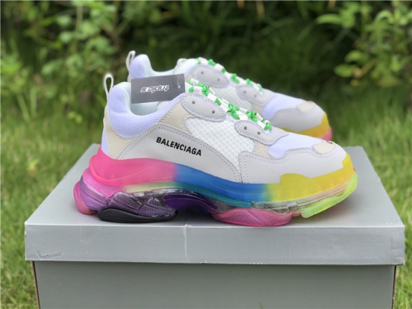Balenciaga Triple S Clear Sole Trainer White Rainbow
