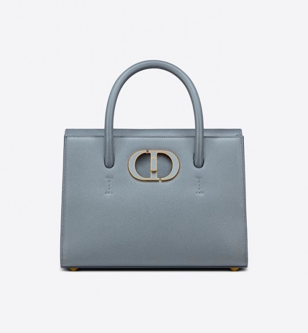 Christian Dior Medium St Honoré Tote Bag In Blue Grained Calfskin