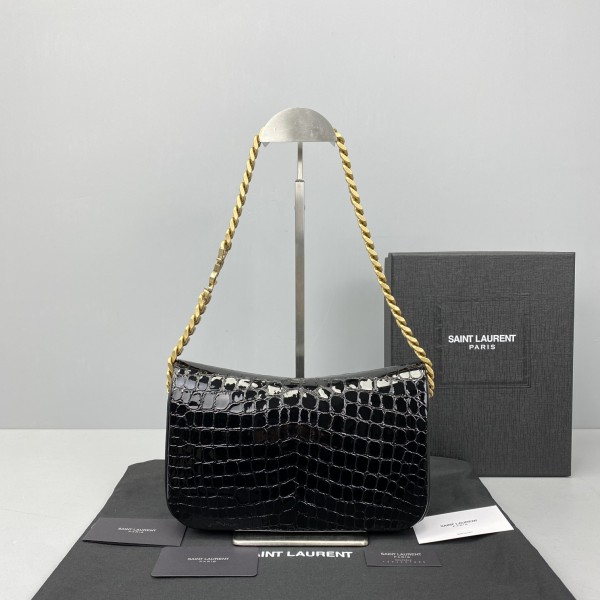 YSL Solferino In Crocodile Pattern Chain Flap Bag