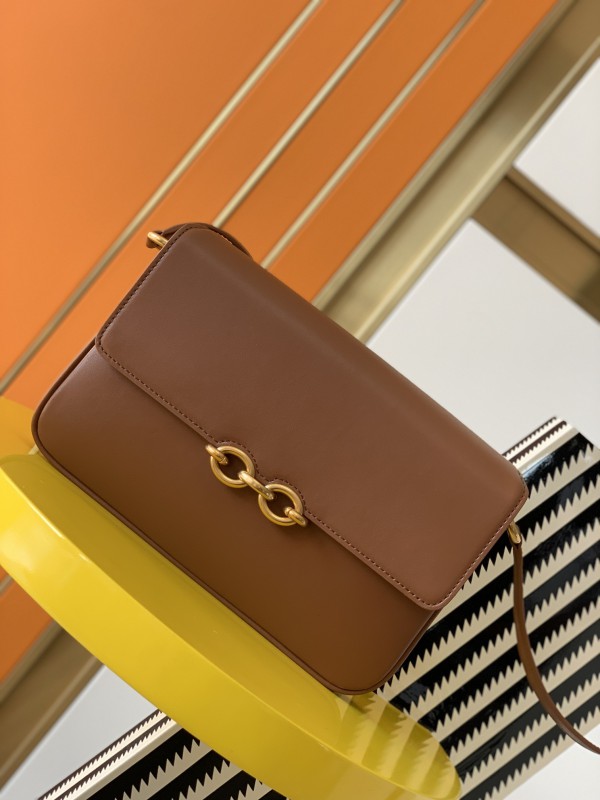 YSL Le Maillon Satchel In Smooth Leather Rouge Eros