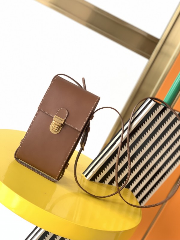 Kitlife YSL Tuc Phone Pouch With Strap In Supple Calfskin