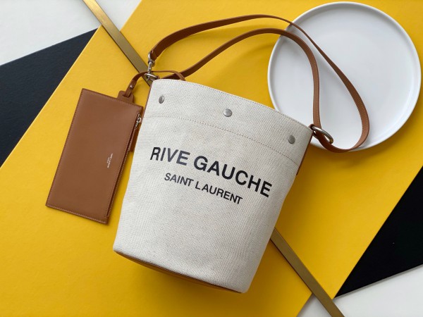 YSL Linen Bucket Shopping Bag