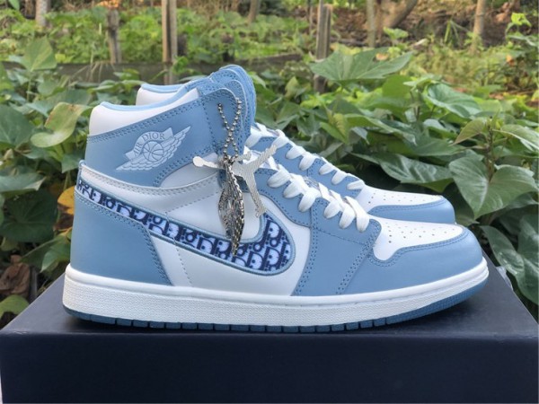 Dior x Air Jordan 1 High White Blue Baskeball Shoes CN8607-041