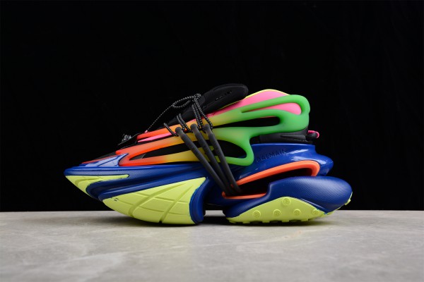 Balmain Multicolor neoprene and leather Unicorn low-top sneakers