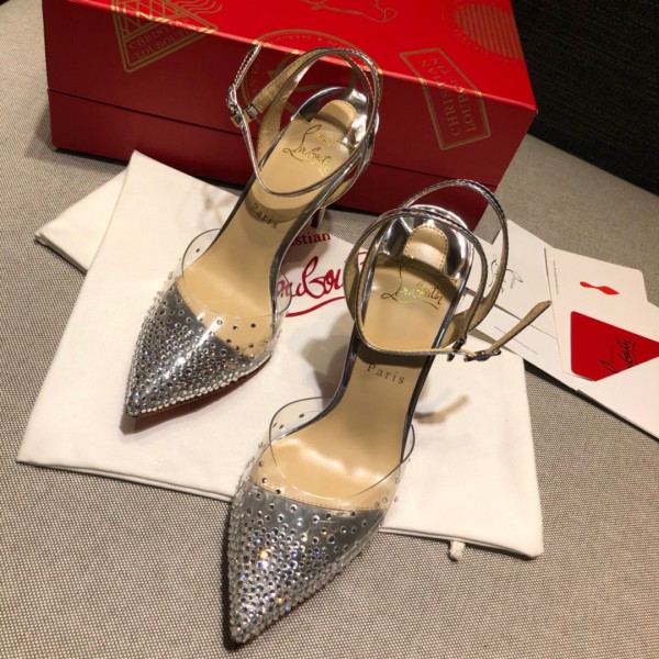 Christian Louboutin film drill sandal series Mirror Silver