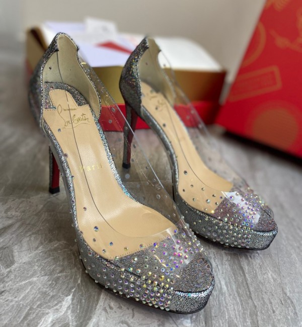 Christian Louboutin Rhinestone Inner Water Table Series by burst black magic color