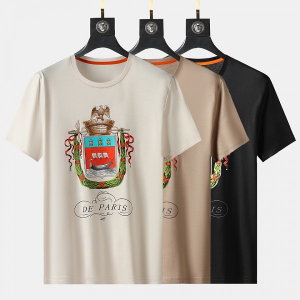 Hermes Short Sleeve T-Shirt Black/White/Beige