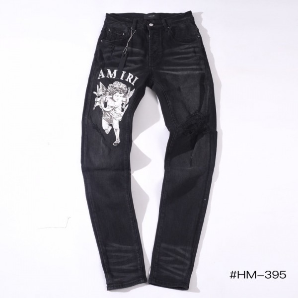 Amiri Wax Black Denim Jeans - Angel Logo