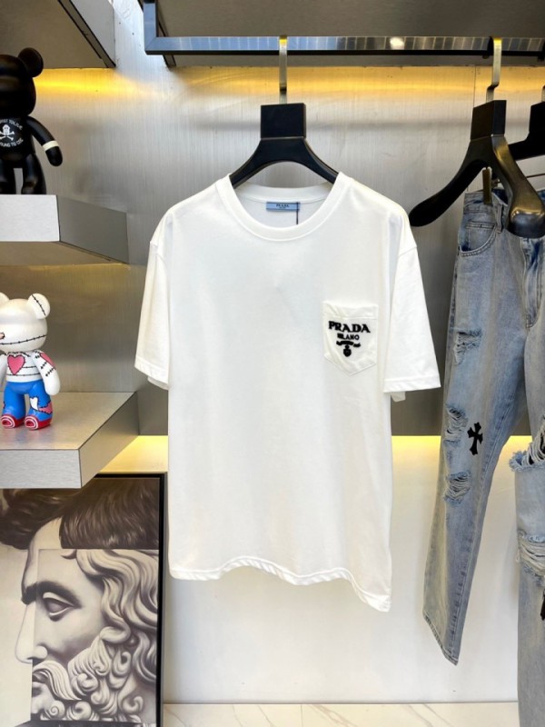 Prada Short Sleeve T-Shirt With Small Pocket Black/White