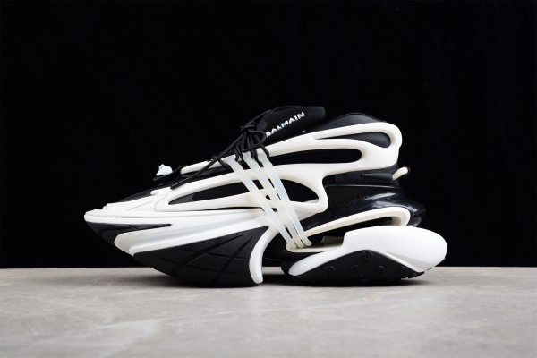 Balmain Neoprene and leather Unicorn low-top sneakers - Black White